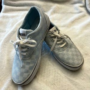 Light blue checkerboard Vans